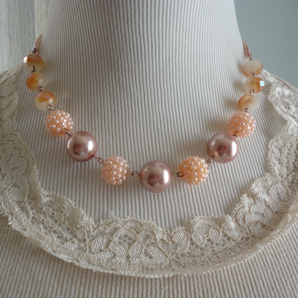 NECKLACE CHOKER Rose Gold Copper w/ Beads